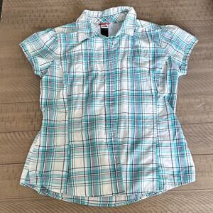 Blue and White Plaid The North Face shirt - Size XL